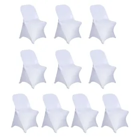 10 Pack White Spandex Folding Slip On Chair Covers, Stretch Fitted Chair Covers - 160 GSM