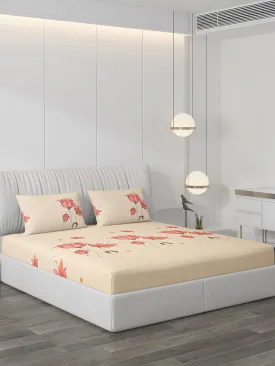 130 GSM Polyester Double Bed Bedsheet with 2 Pillow Covers