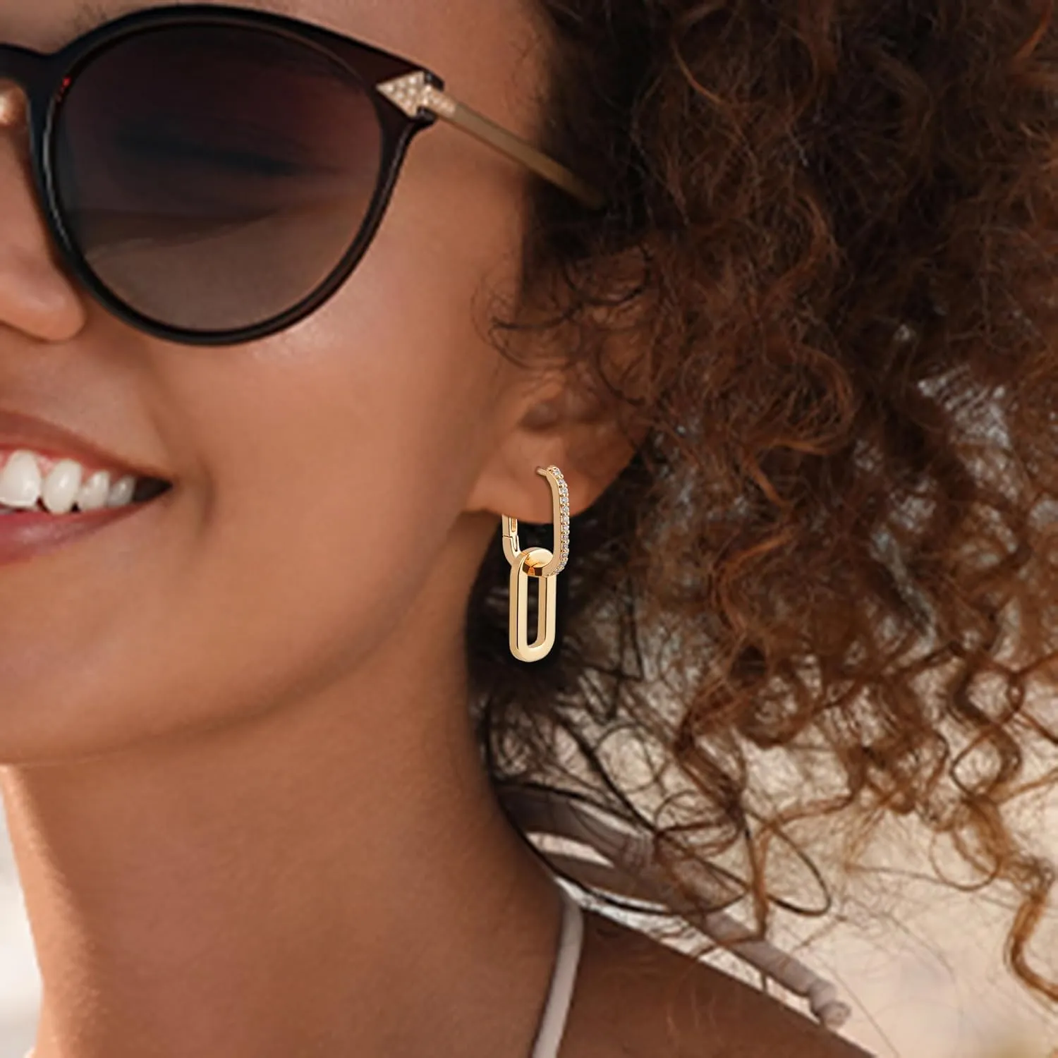 18K Gold Plated Paperclip Earrings For Women Trendy Chain Link Earrings Gold Statement Hoops Earrings Rectangle Drop Dangle Earrings Jewelry Gifts For Wedding