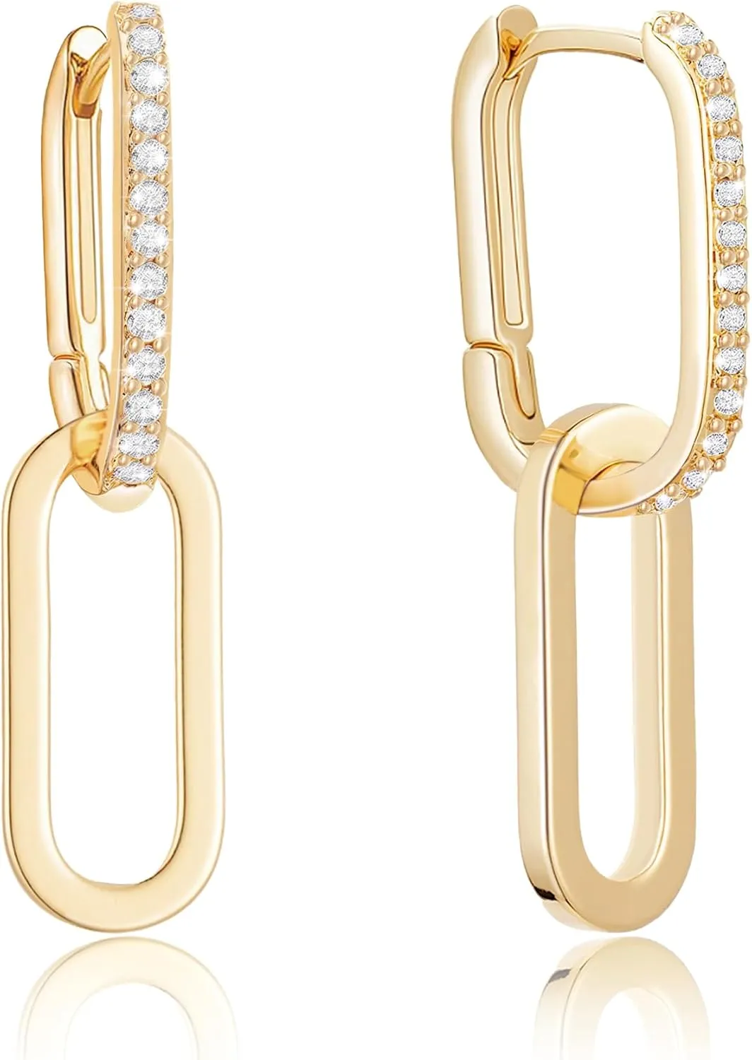 18K Gold Plated Paperclip Earrings For Women Trendy Chain Link Earrings Gold Statement Hoops Earrings Rectangle Drop Dangle Earrings Jewelry Gifts For Wedding