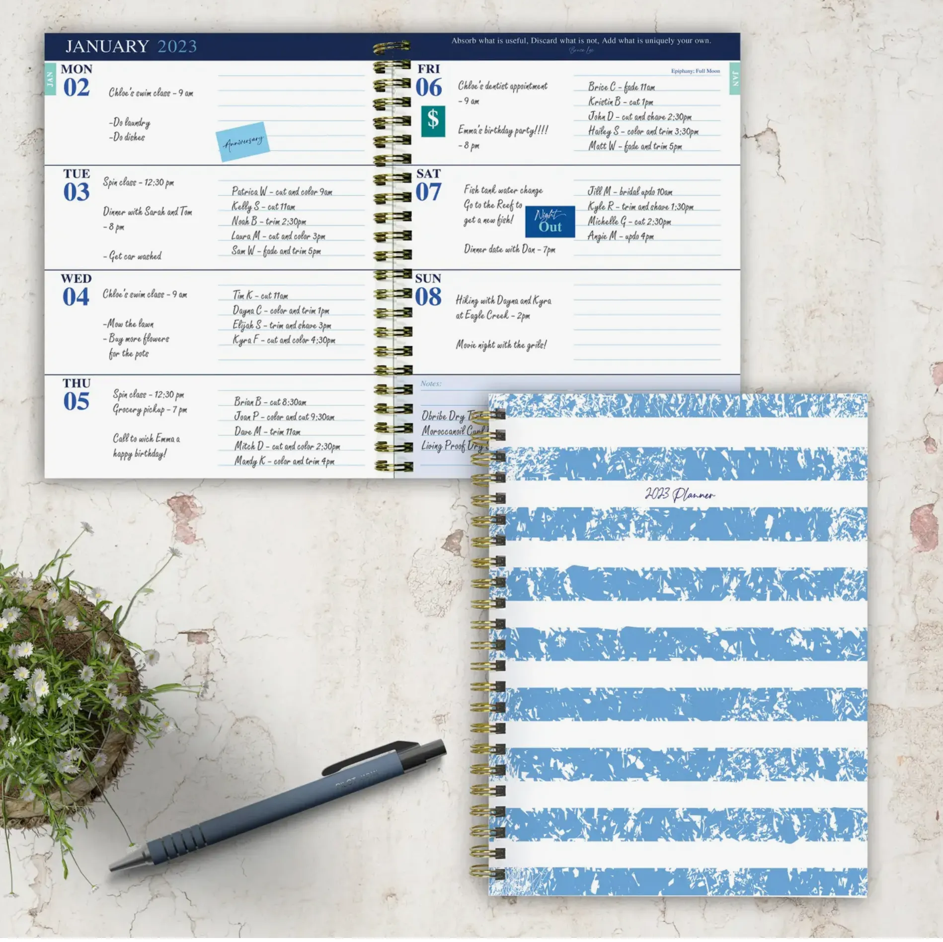 2023 Sailor Stripes Medium Daily Weekly Monthly Planner- Final Sale