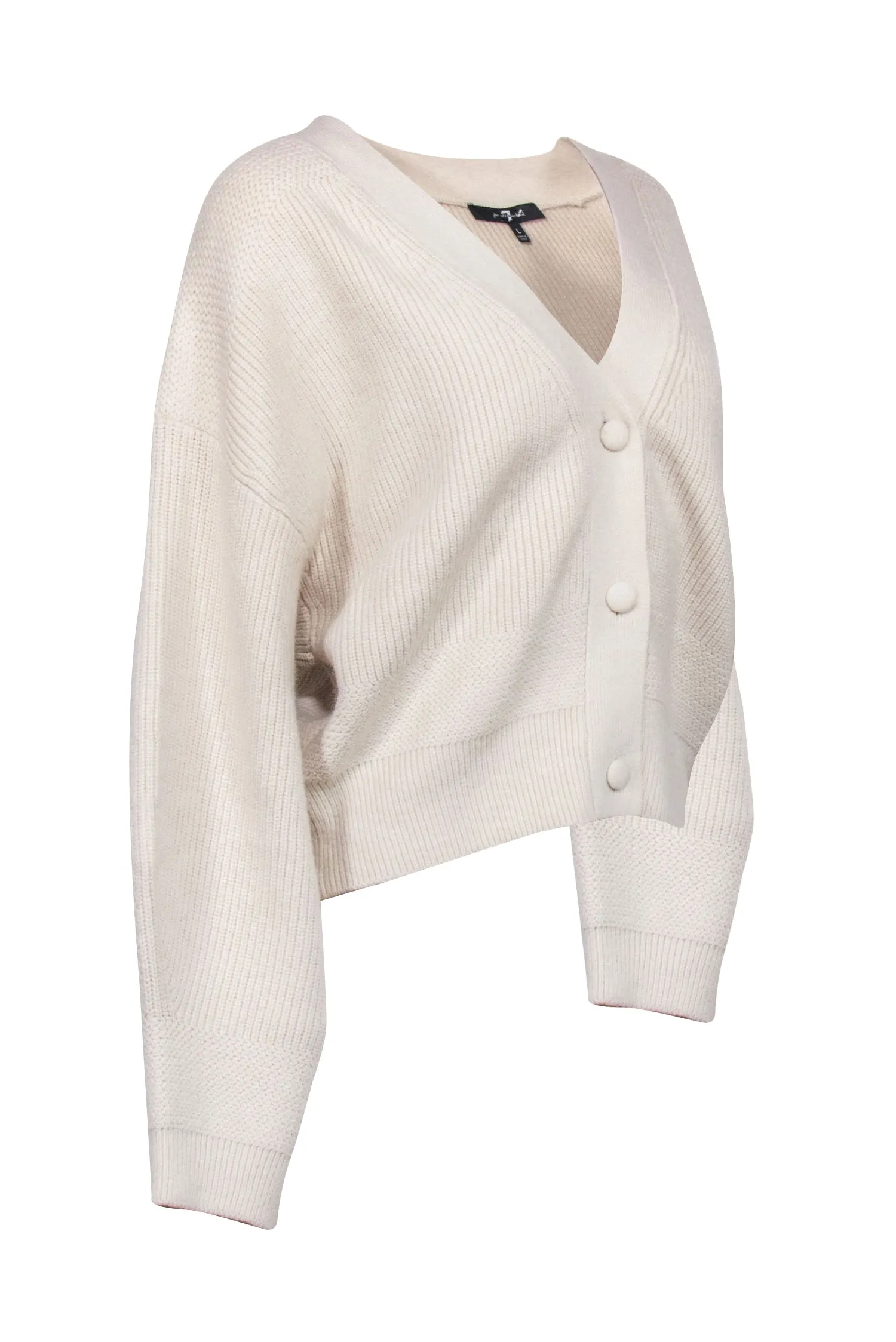 7 For All Mankind - Cream Chunky Knit Cardigan Sz L