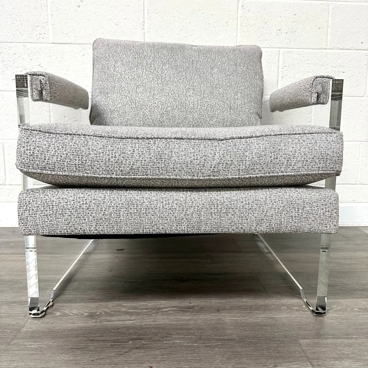 Acrylic & Gray Upholstered Lounge Chair
