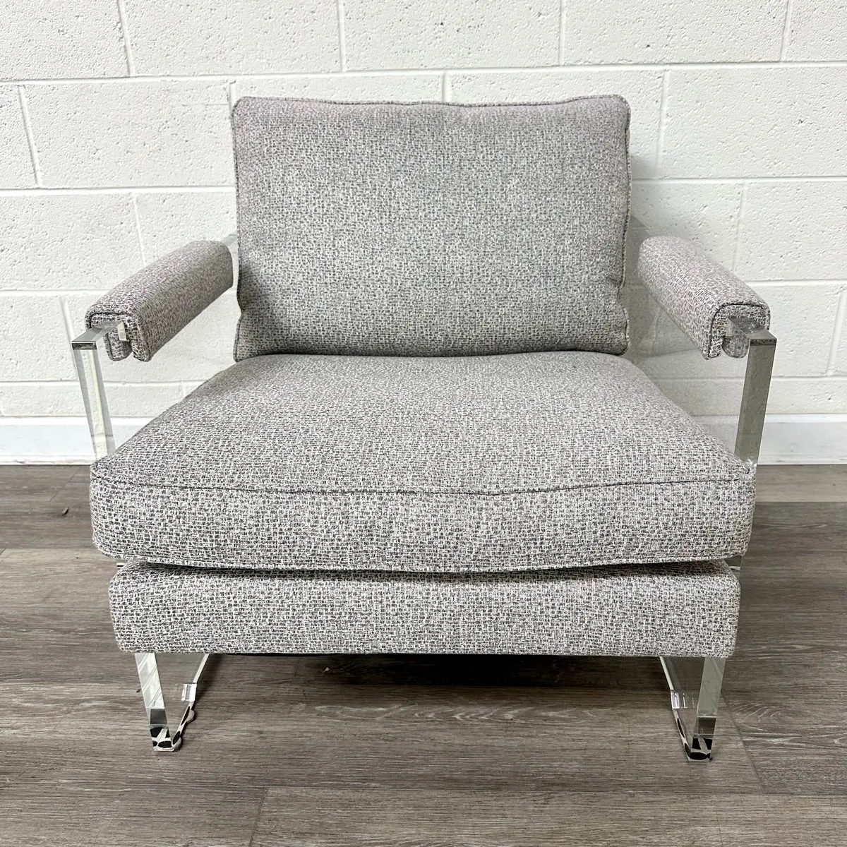 Acrylic & Gray Upholstered Lounge Chair