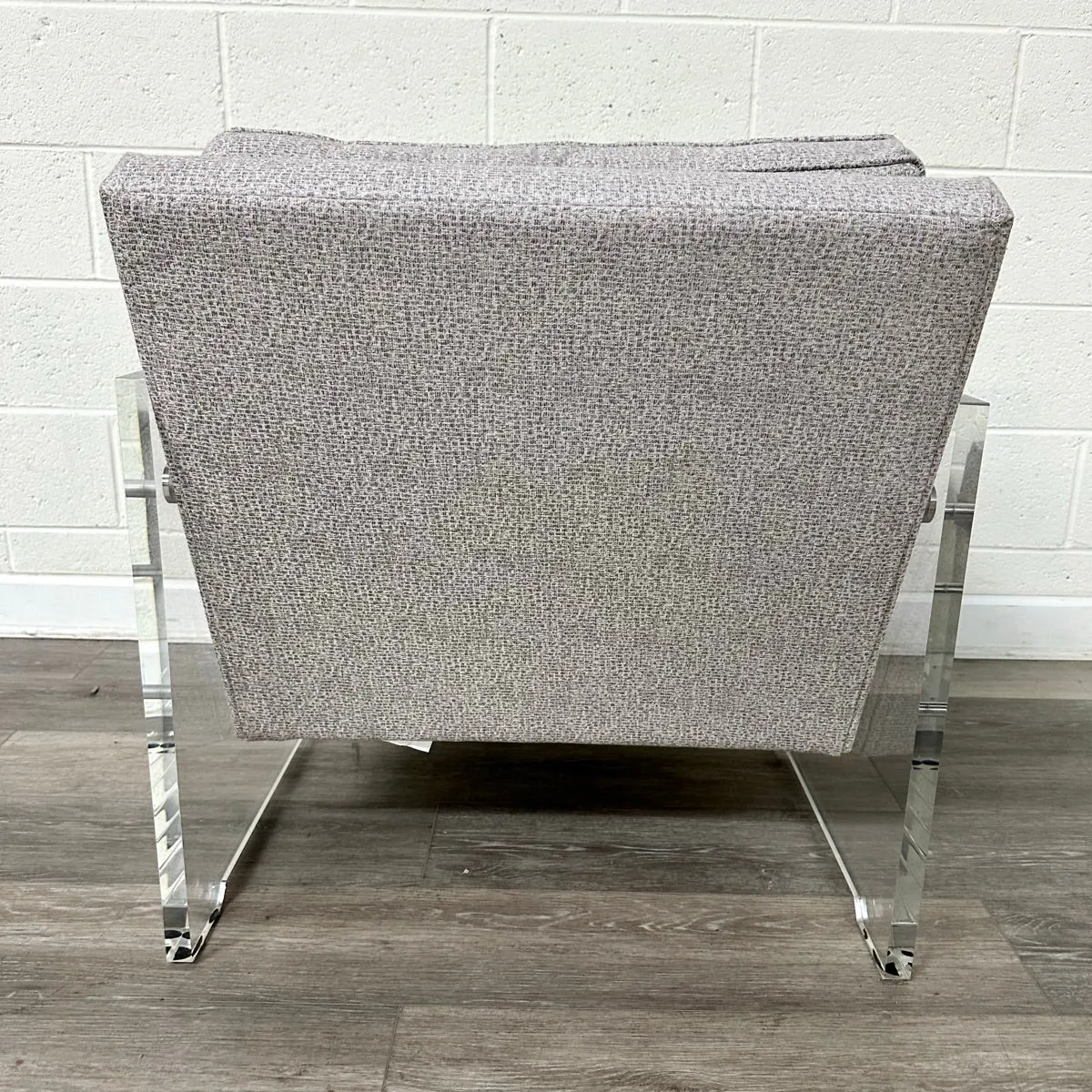Acrylic & Gray Upholstered Lounge Chair