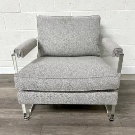Acrylic & Gray Upholstered Lounge Chair