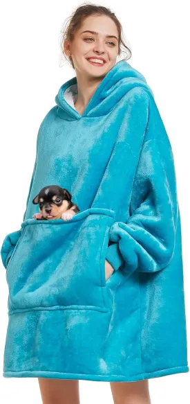 Aemilas Wearable Blanket Hoodie - Warm Sherpa Blanket Sweatshirt as Gifts for Adult Women Mom Men, One Size Fits All