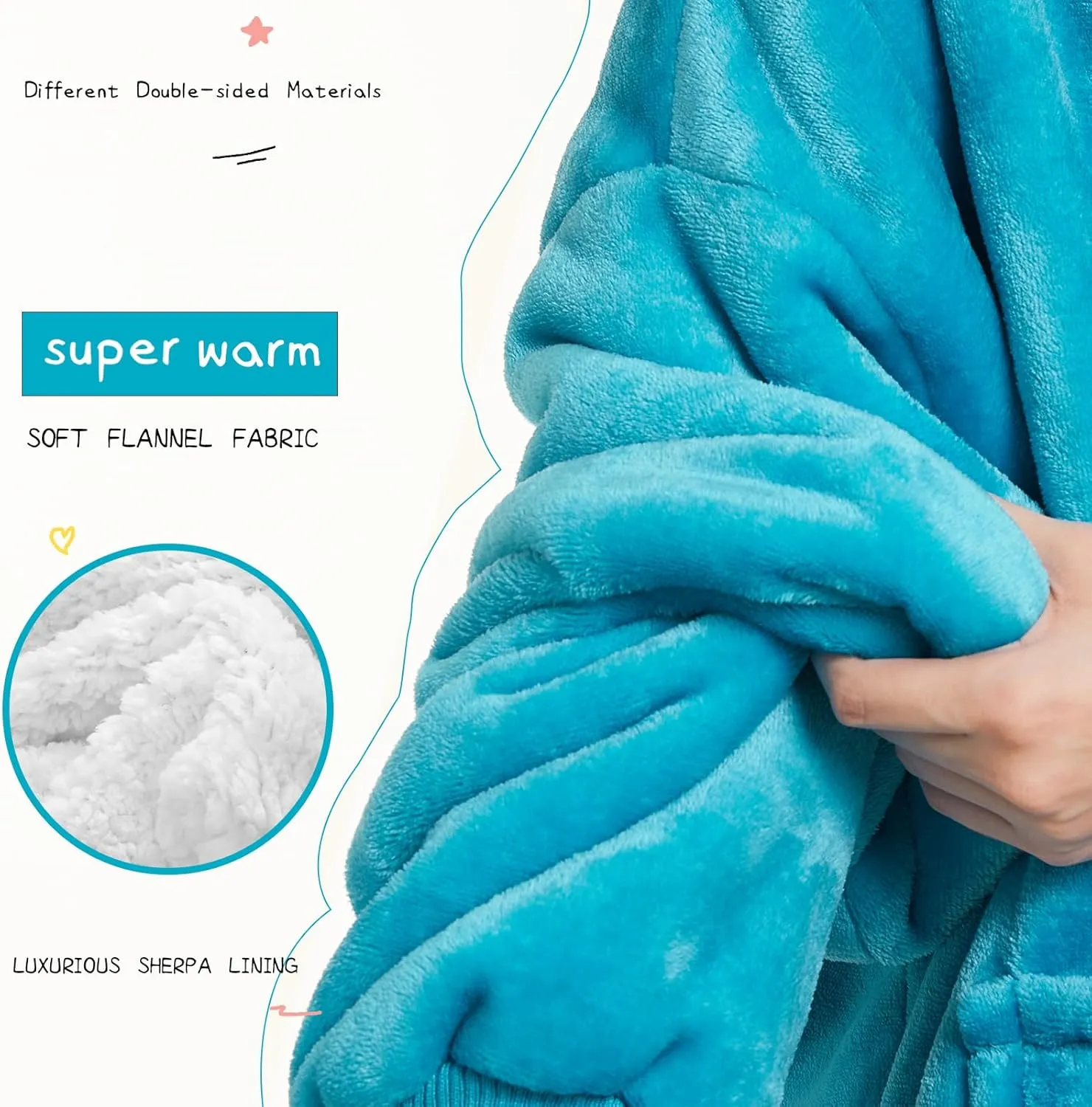 Aemilas Wearable Blanket Hoodie - Warm Sherpa Blanket Sweatshirt as Gifts for Adult Women Mom Men, One Size Fits All