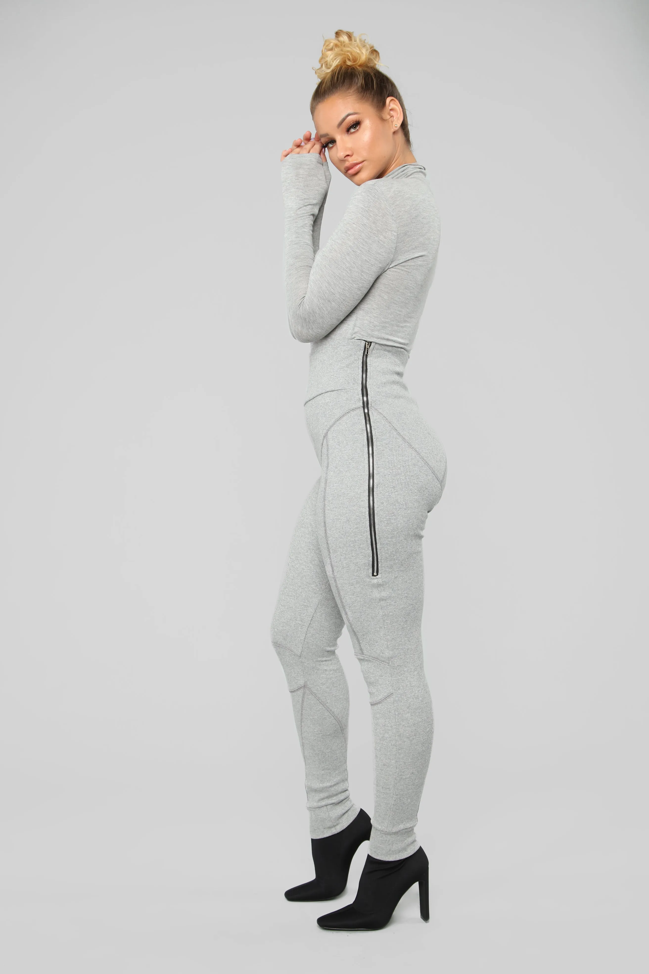 Alexis Stitched Leggings - Grey