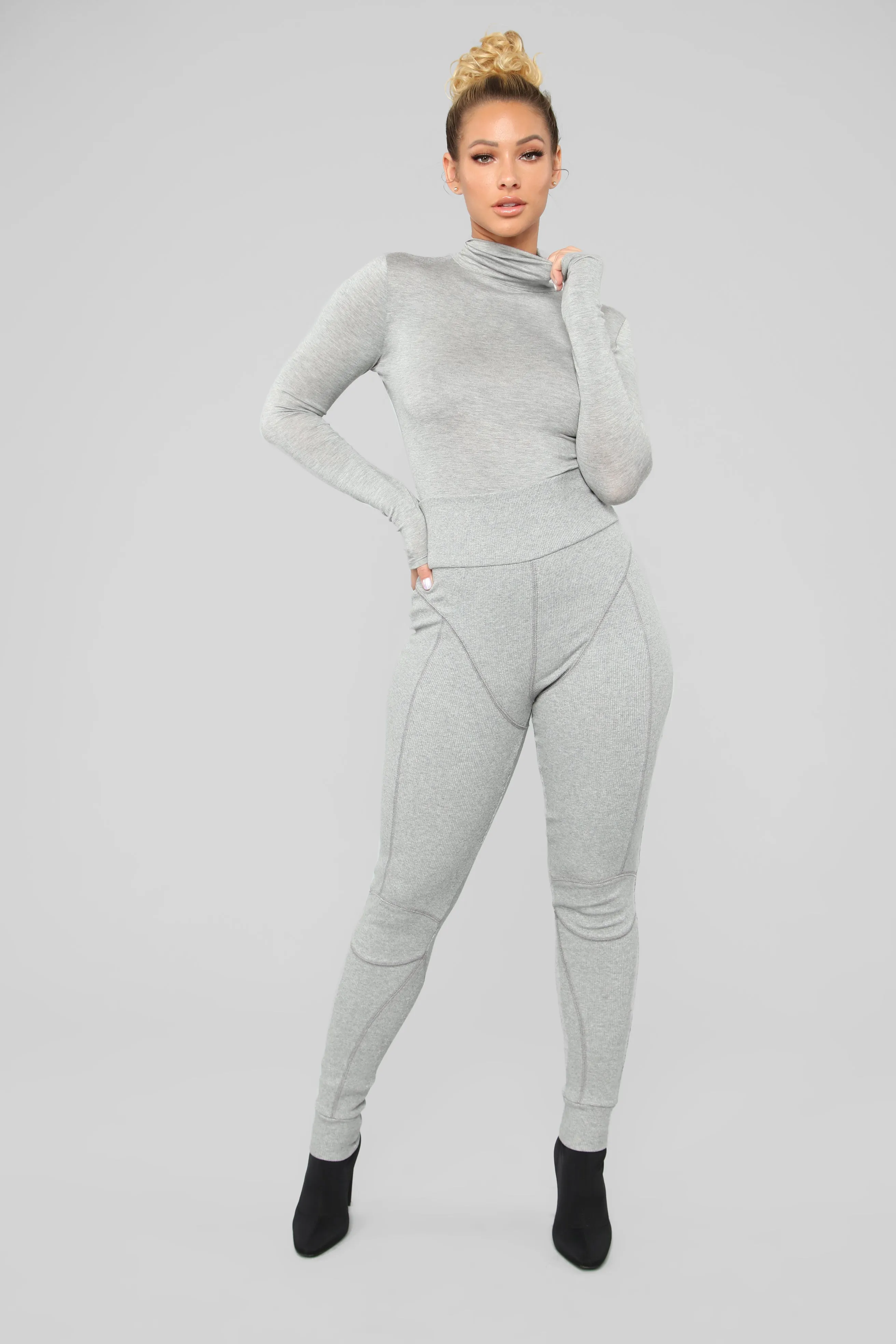 Alexis Stitched Leggings - Grey