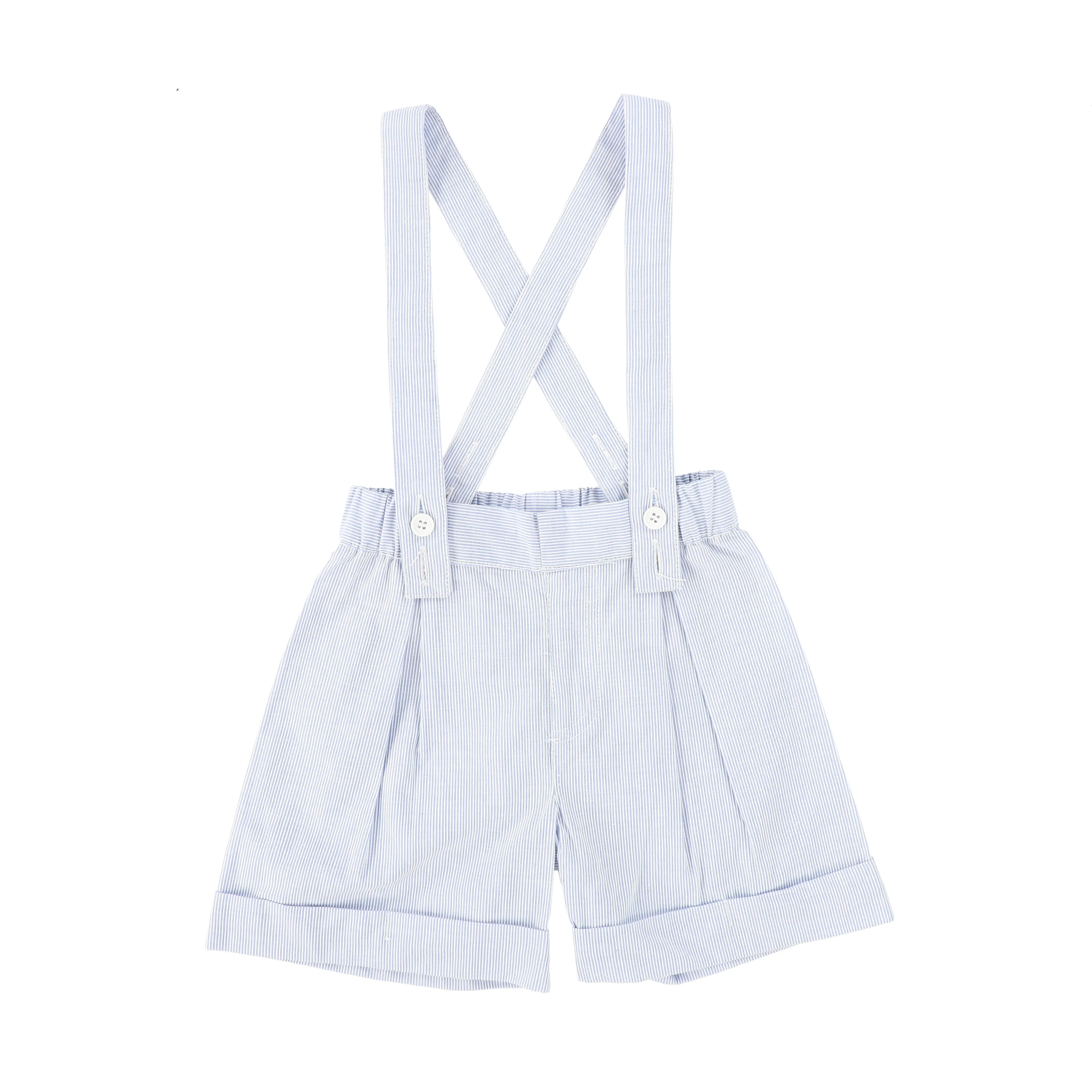 BACE COLLECTION LIGHT BLUE THIN STRIPED SUSPENDER SHORTS [FINAL SALE]