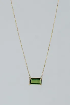 Baguette Necklace - Green Tourmaline