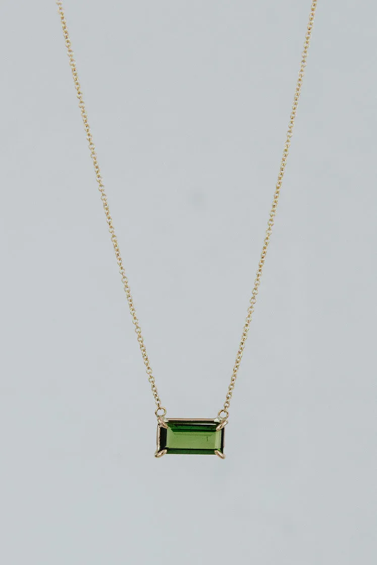 Baguette Necklace - Green Tourmaline