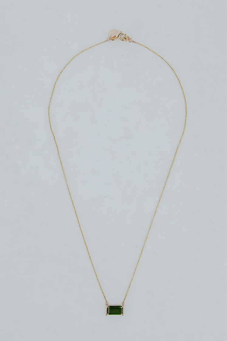 Baguette Necklace - Green Tourmaline