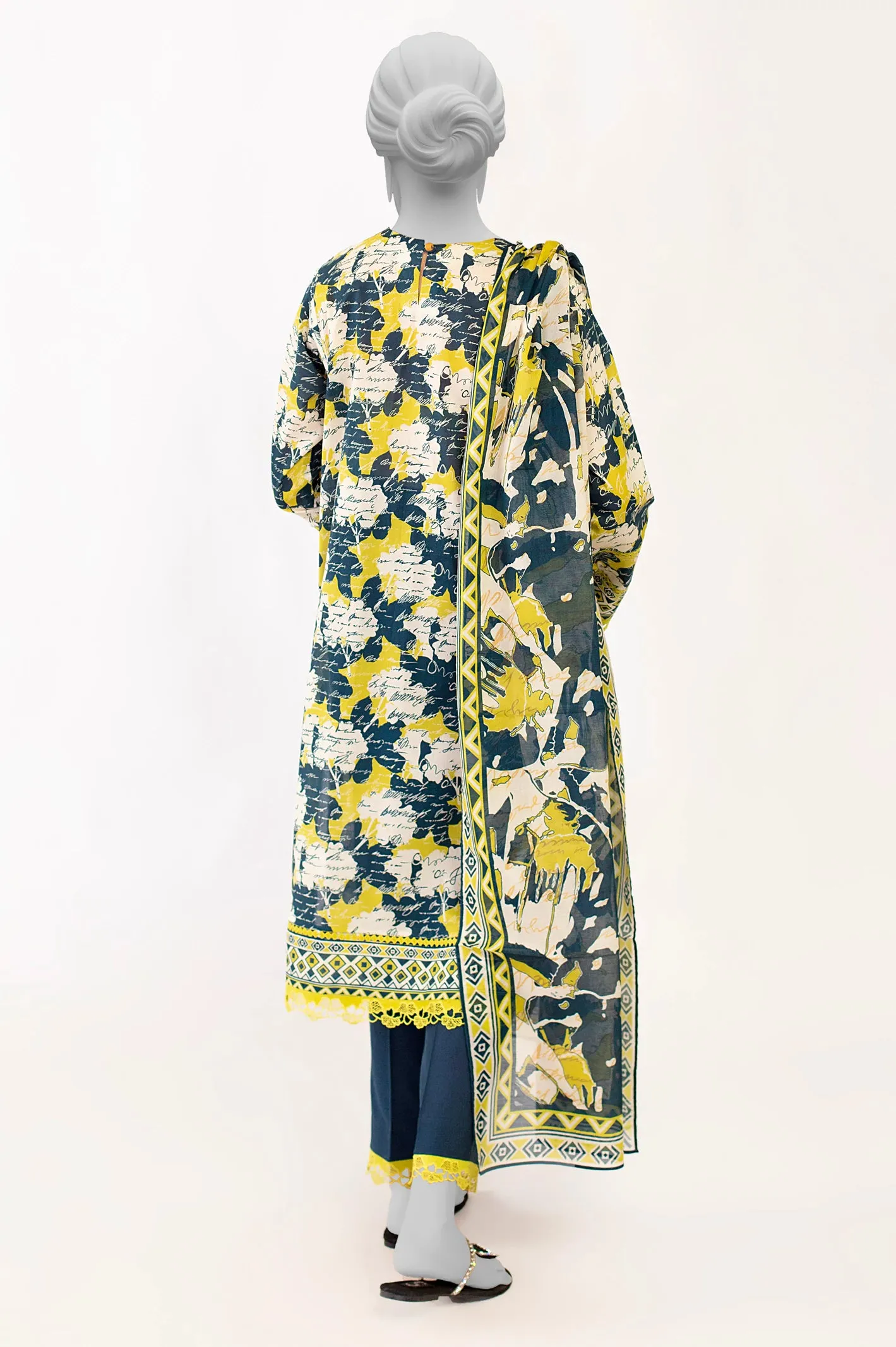 Beige Printed 3PC Unstitched