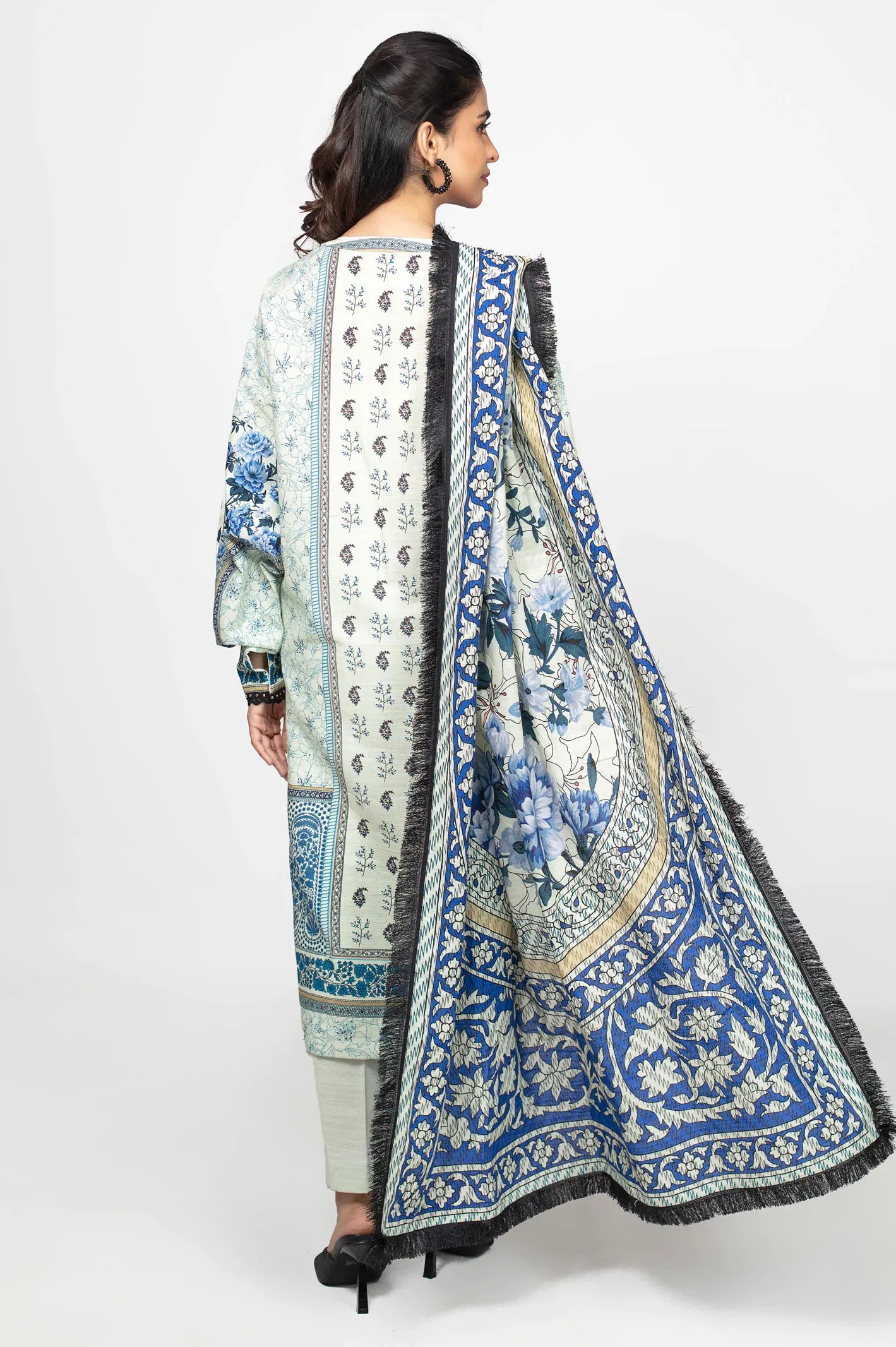 Beige Printed 3PC Unstitched