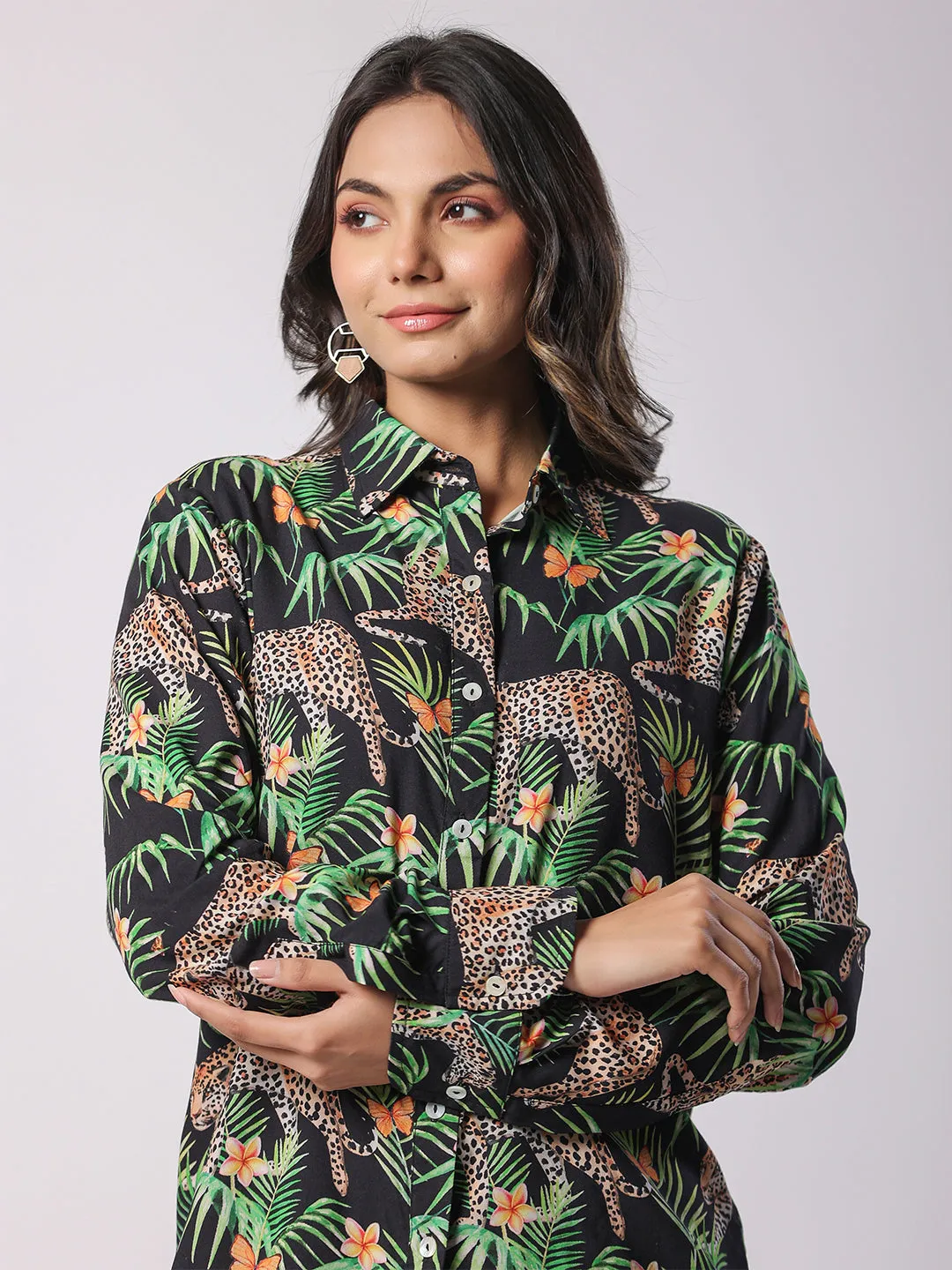 Black Leopard Print Modal Co-ord Set