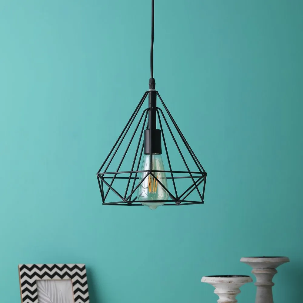Black Metal Single Hanging Light - 0070-HL - Included Bulb