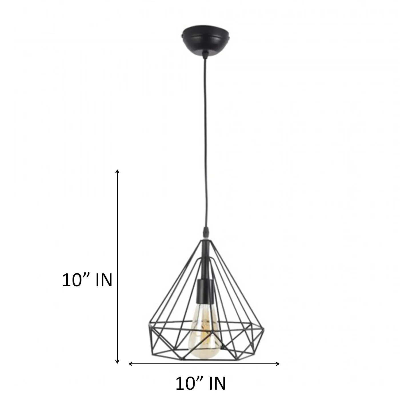 Black Metal Single Hanging Light - 0070-HL - Included Bulb