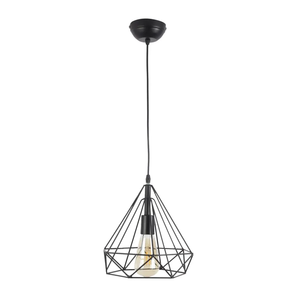 Black Metal Single Hanging Light - 0070-HL - Included Bulb