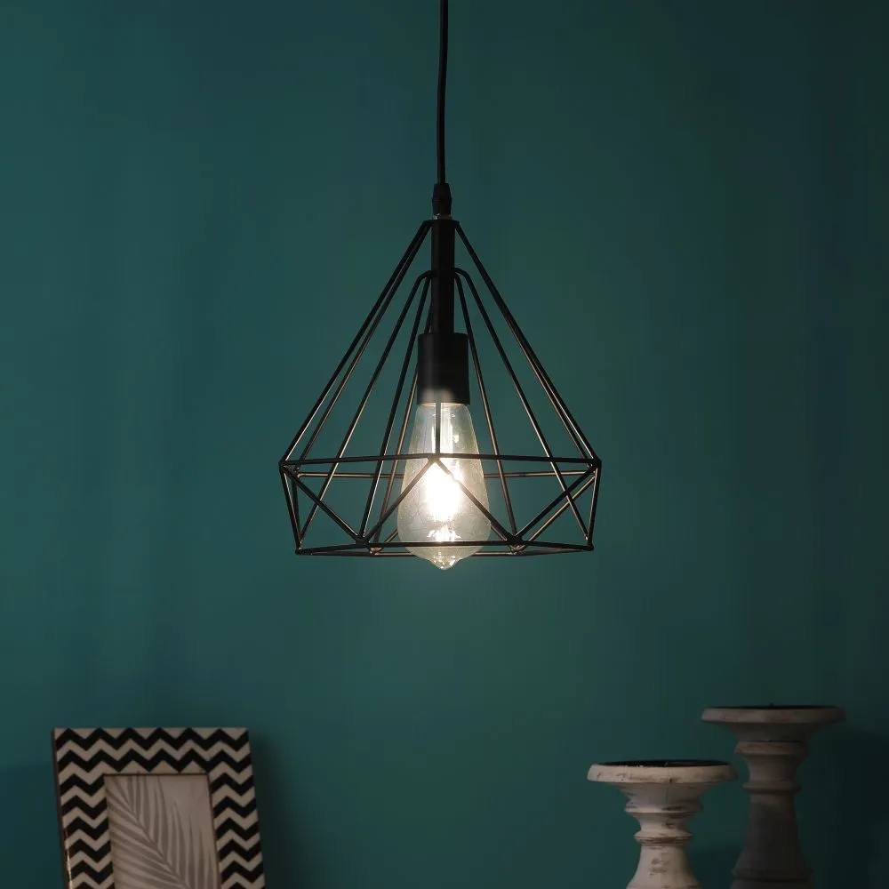 Black Metal Single Hanging Light - 0070-HL - Included Bulb