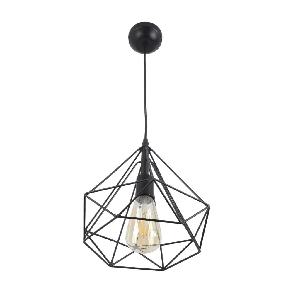 Black Metal Single Hanging Light - 0070-HL - Included Bulb