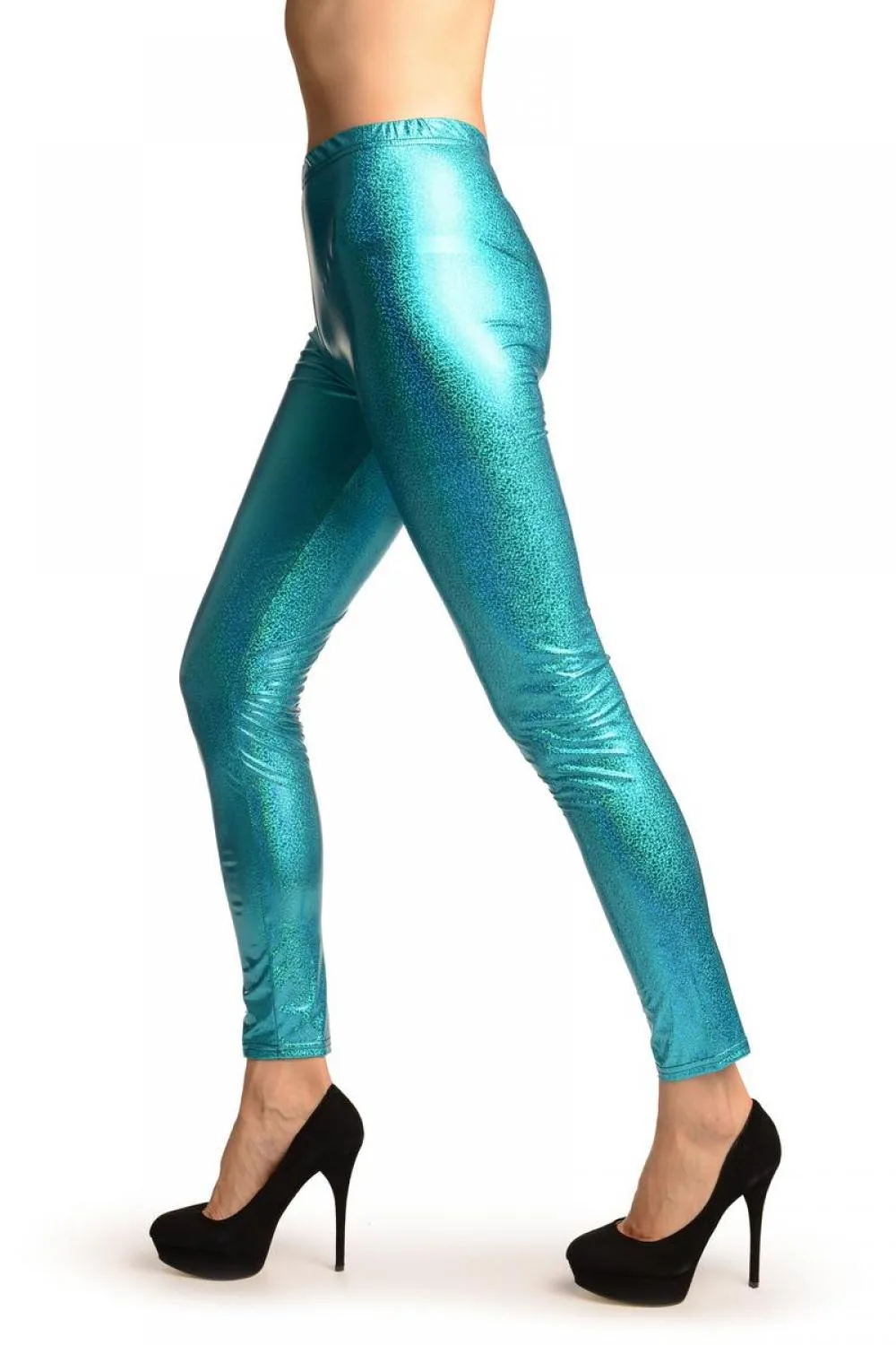 Blue Shiny Gloss Sparkles Leggings