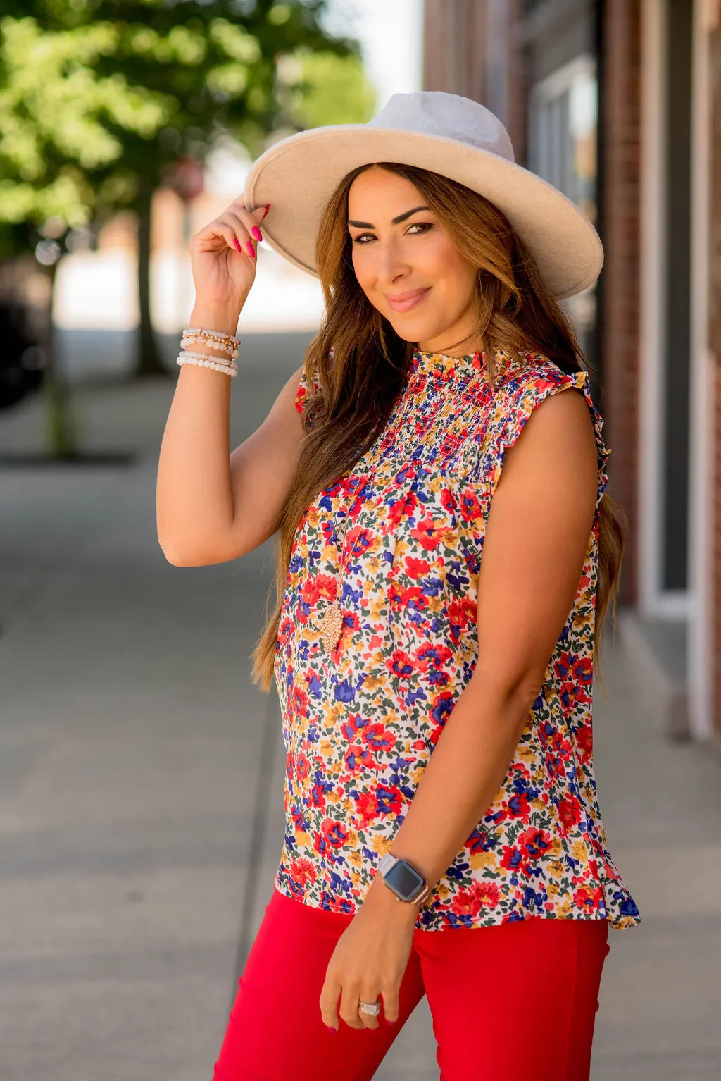 Bright Blooms Ruched Bib Tank