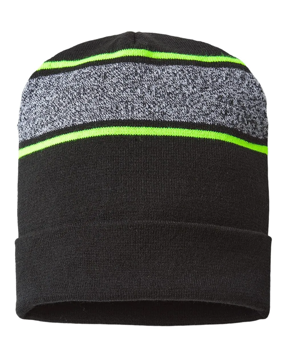 Cap America RKV12 - USA-Made Variegated Striped Cuffed Beanie
