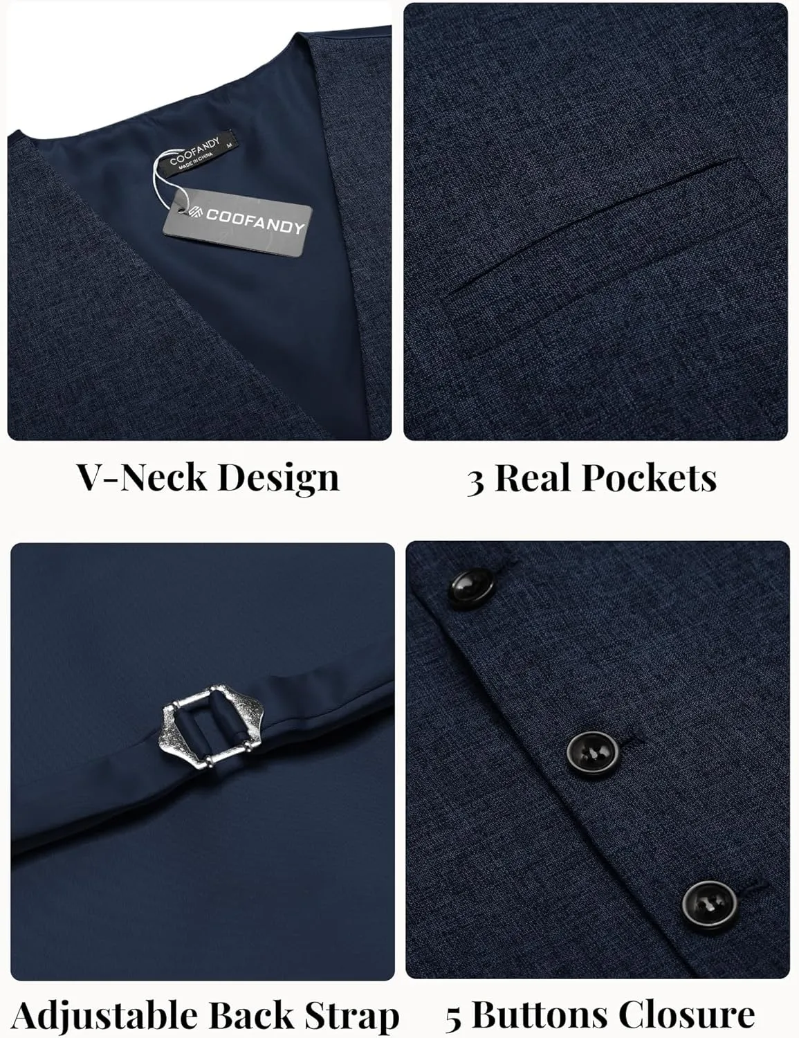 COOFANDY Men Casual Suit Vest Formal Dress Vest Slim Fit Waistcoat Business Wedding