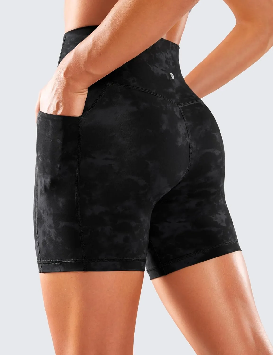 CRZ YOGA Women's Naked Feeling Biker Shorts with Pockets 5'' - High Waisted Yoga Gym Workout Spandex