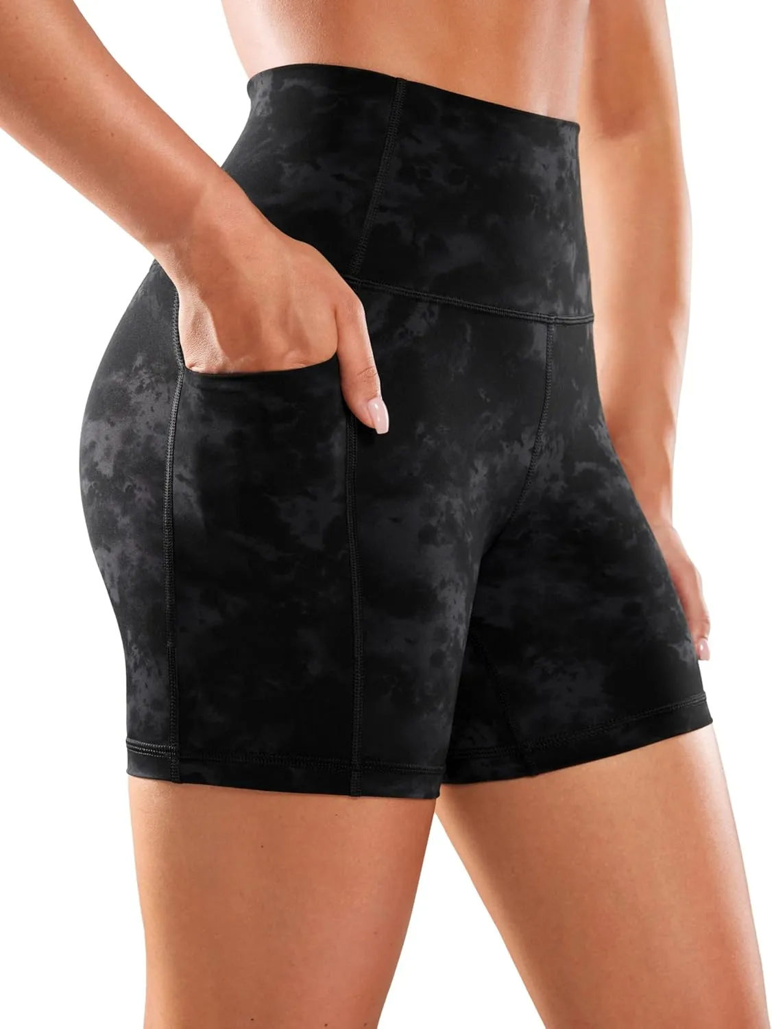 CRZ YOGA Women's Naked Feeling Biker Shorts with Pockets 5'' - High Waisted Yoga Gym Workout Spandex