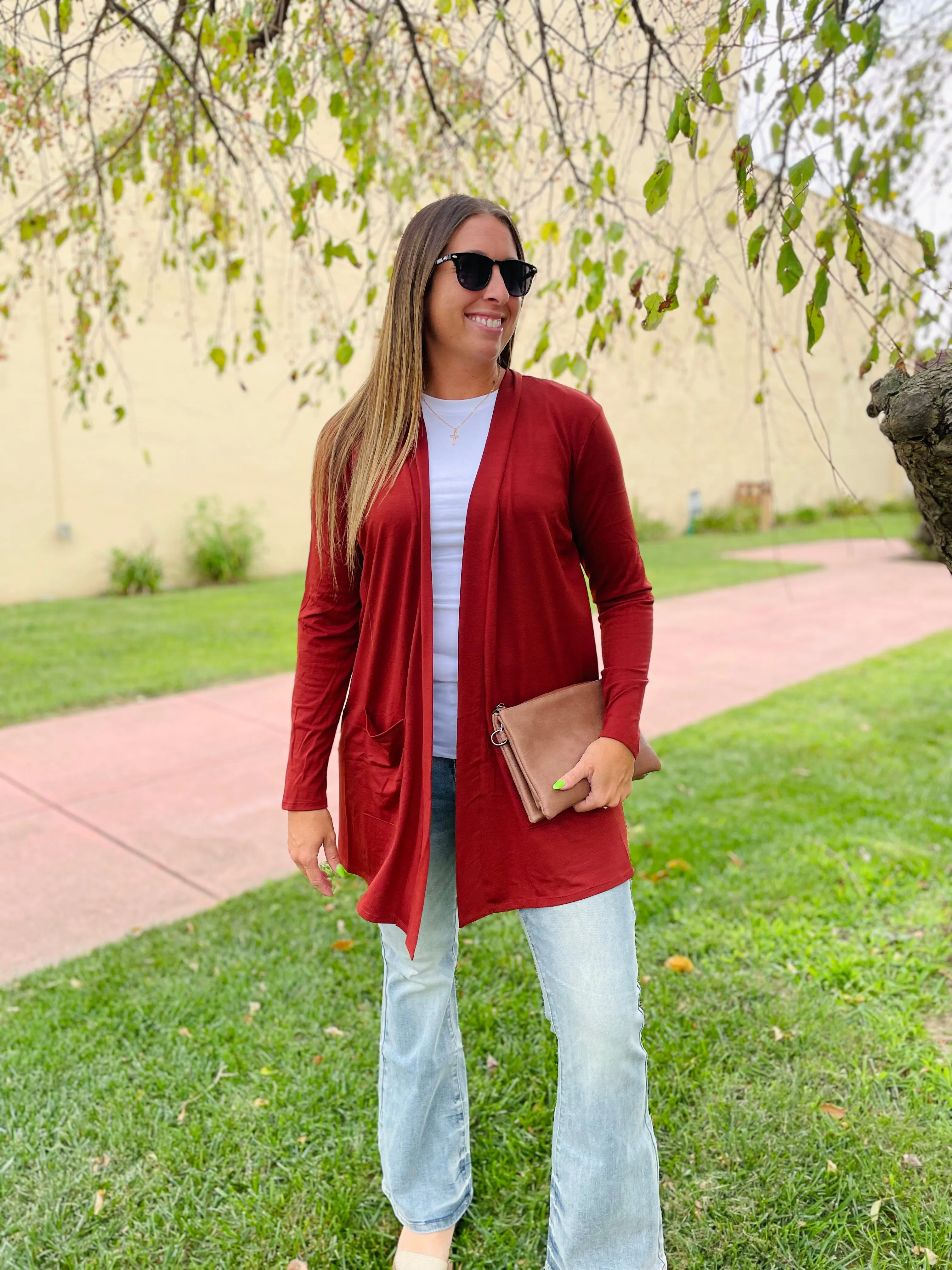 Dark Rust - Slouchy Pocket Cardigan