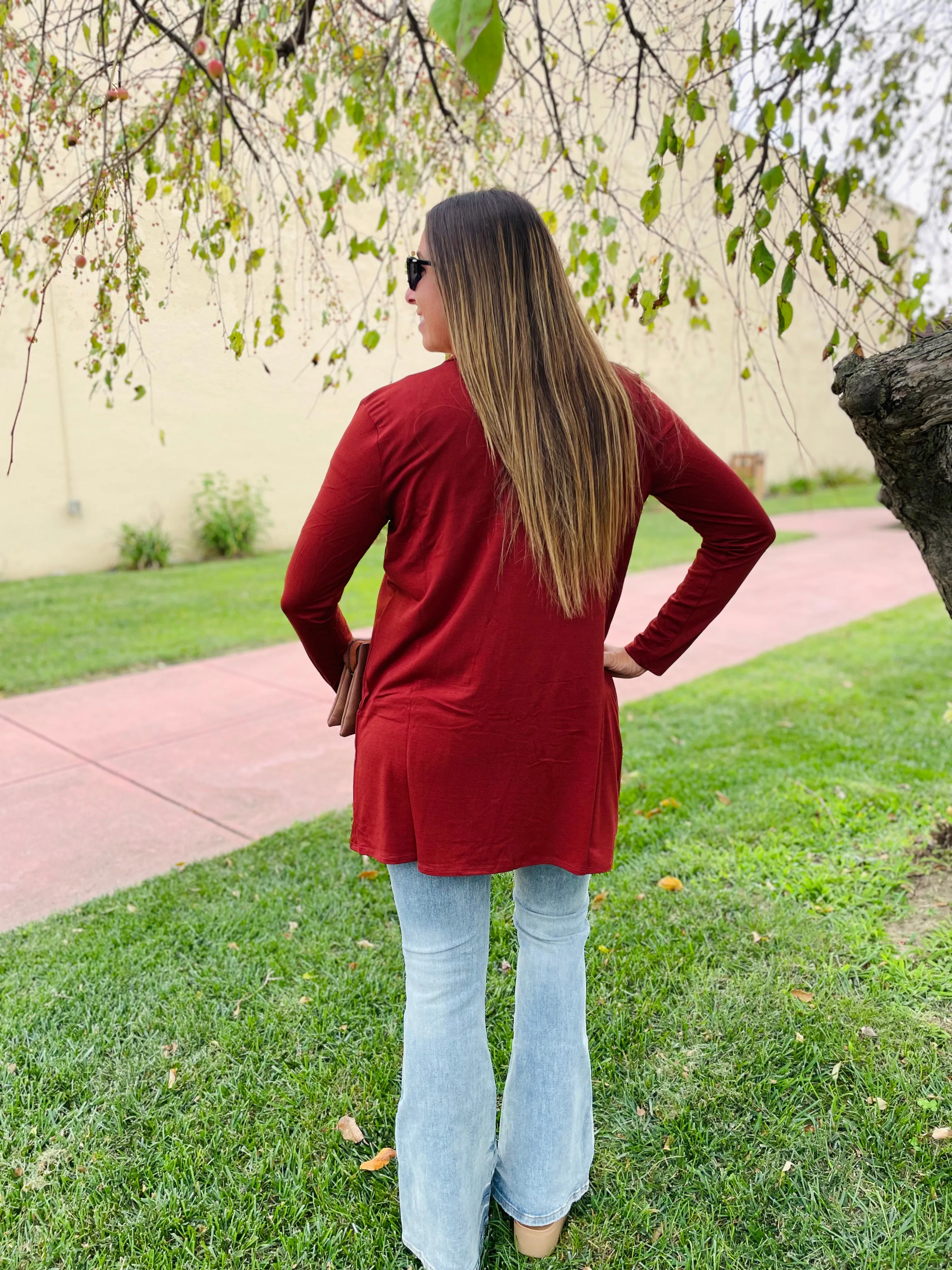 Dark Rust - Slouchy Pocket Cardigan