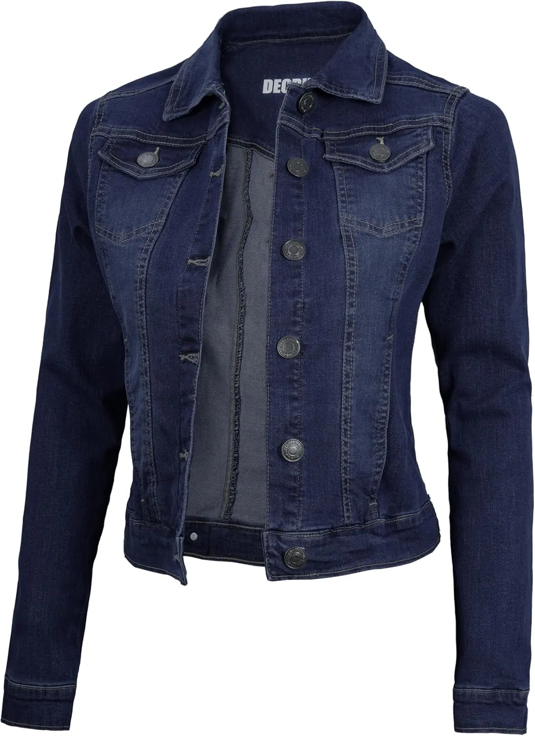 Decrum Denim Jacket for Women - Casual Stylish Outerwear Blue and White Jean Jacket Women