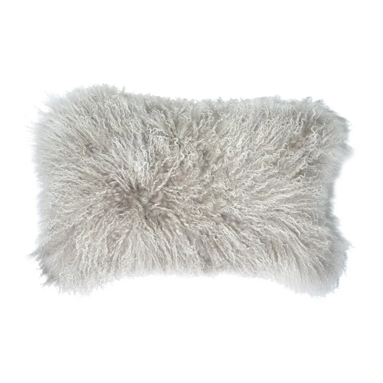 Double Dipped Mongolian Fur Silver Pillow