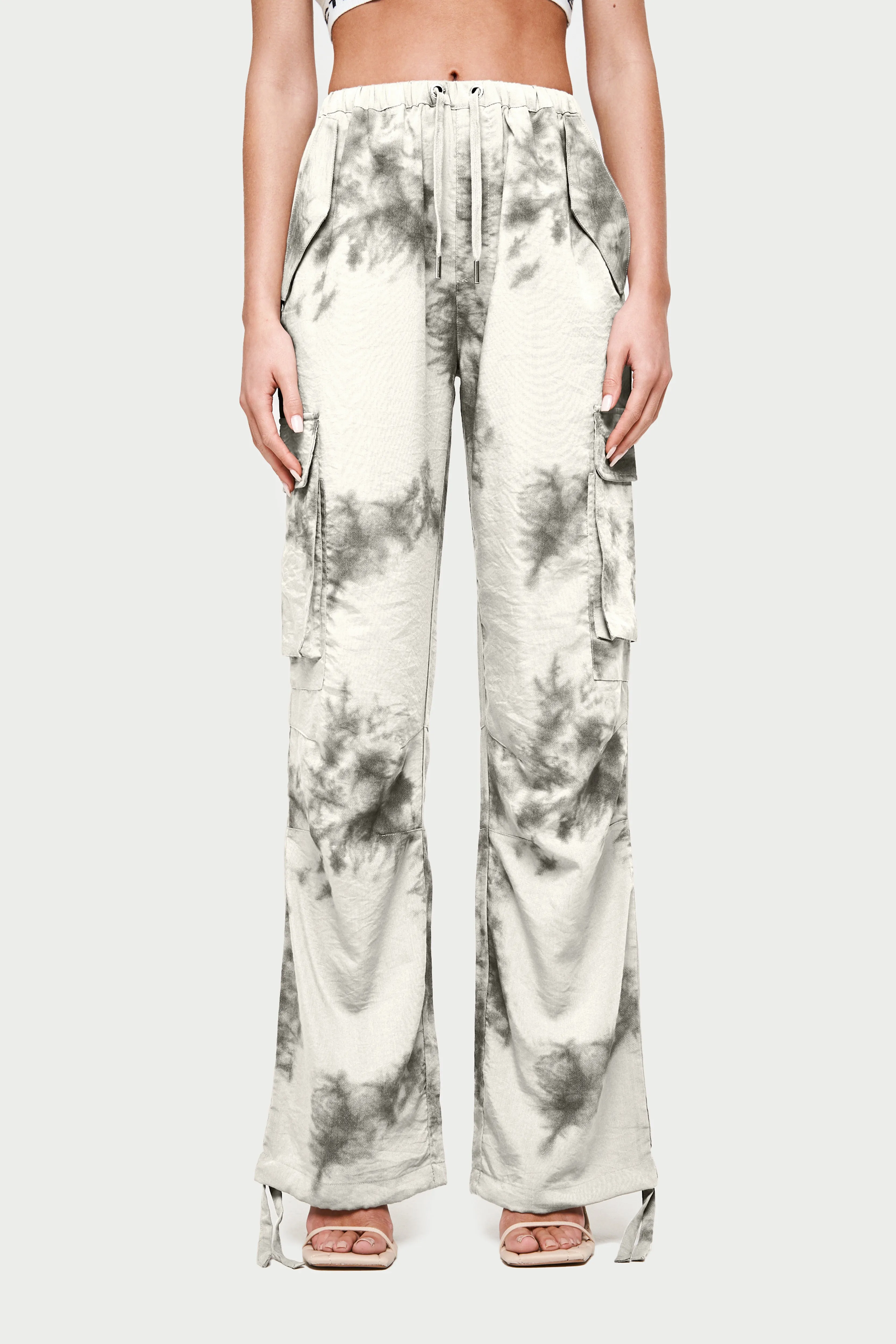 DRAPED CAMO OVERSIZED CARGOS - OFF WHITE