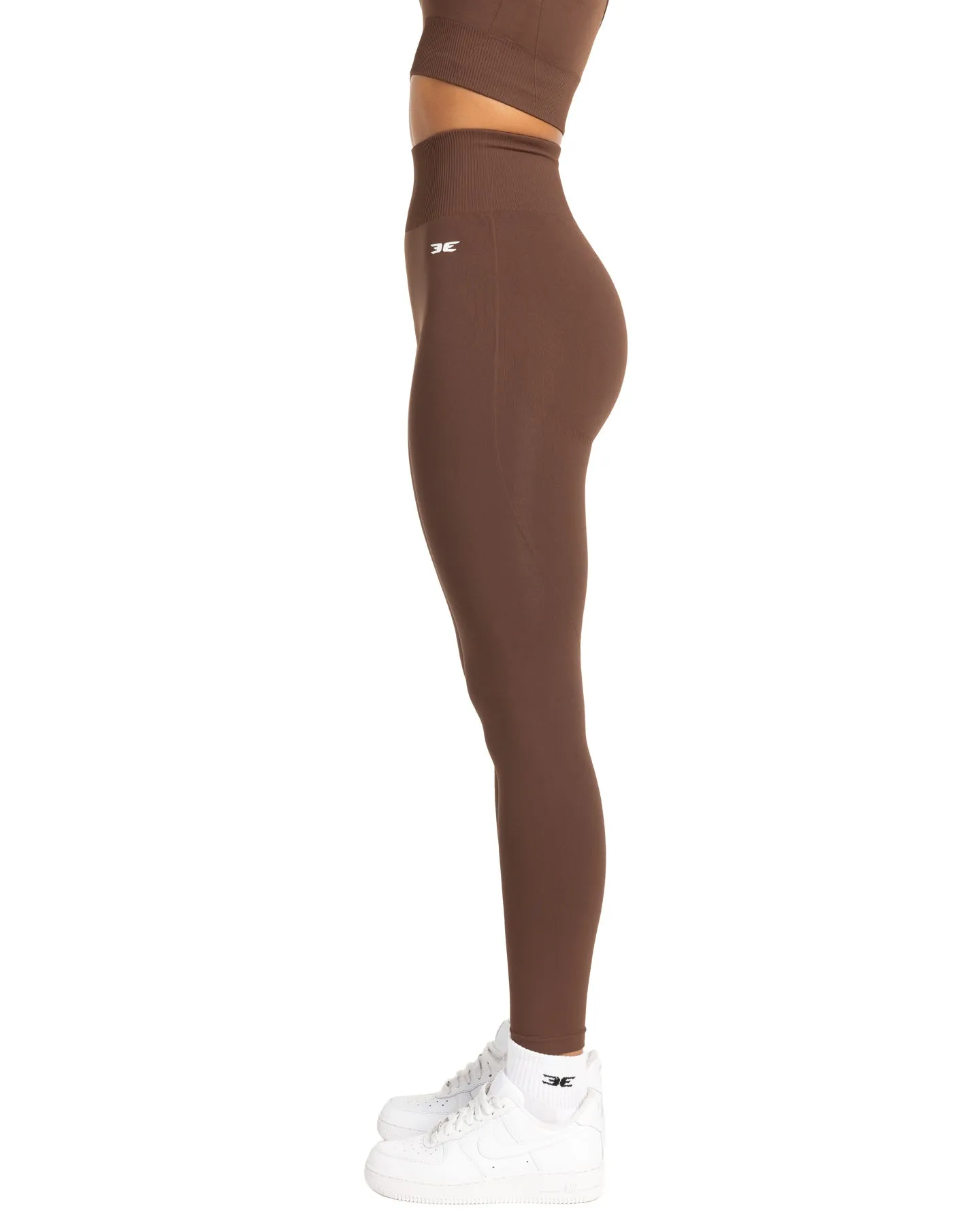 Premium Elite Seamless V2 Womens Workout Leggings in Deep Chocolate Color