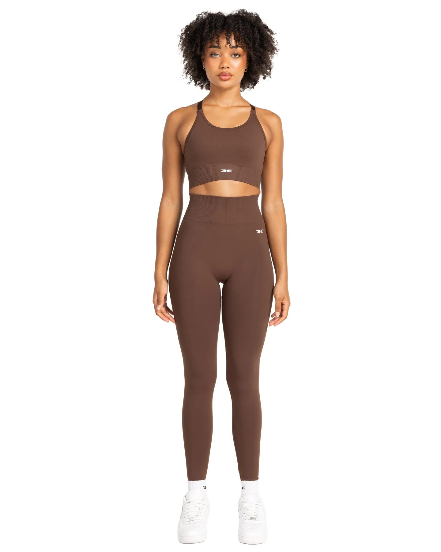 Premium Elite Seamless V2 Womens Workout Leggings in Deep Chocolate Color