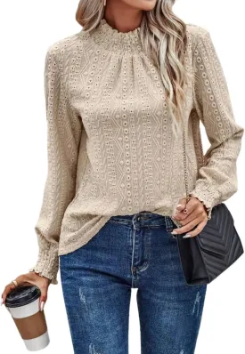 Fall Tops for Women 2024 Mock Neck Tee Shirts Loose Fit Long Sleeve Blouses Dressy Casual Tshirts Shirts Tunics