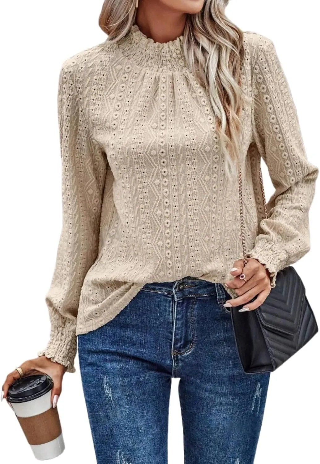 Fall Tops for Women 2024 Mock Neck Tee Shirts Loose Fit Long Sleeve Blouses Dressy Casual Tshirts Shirts Tunics