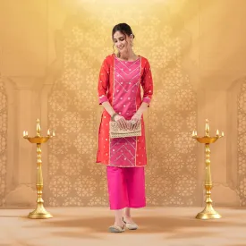 Festive Polka Bright Lace Detailed Straight Kurta