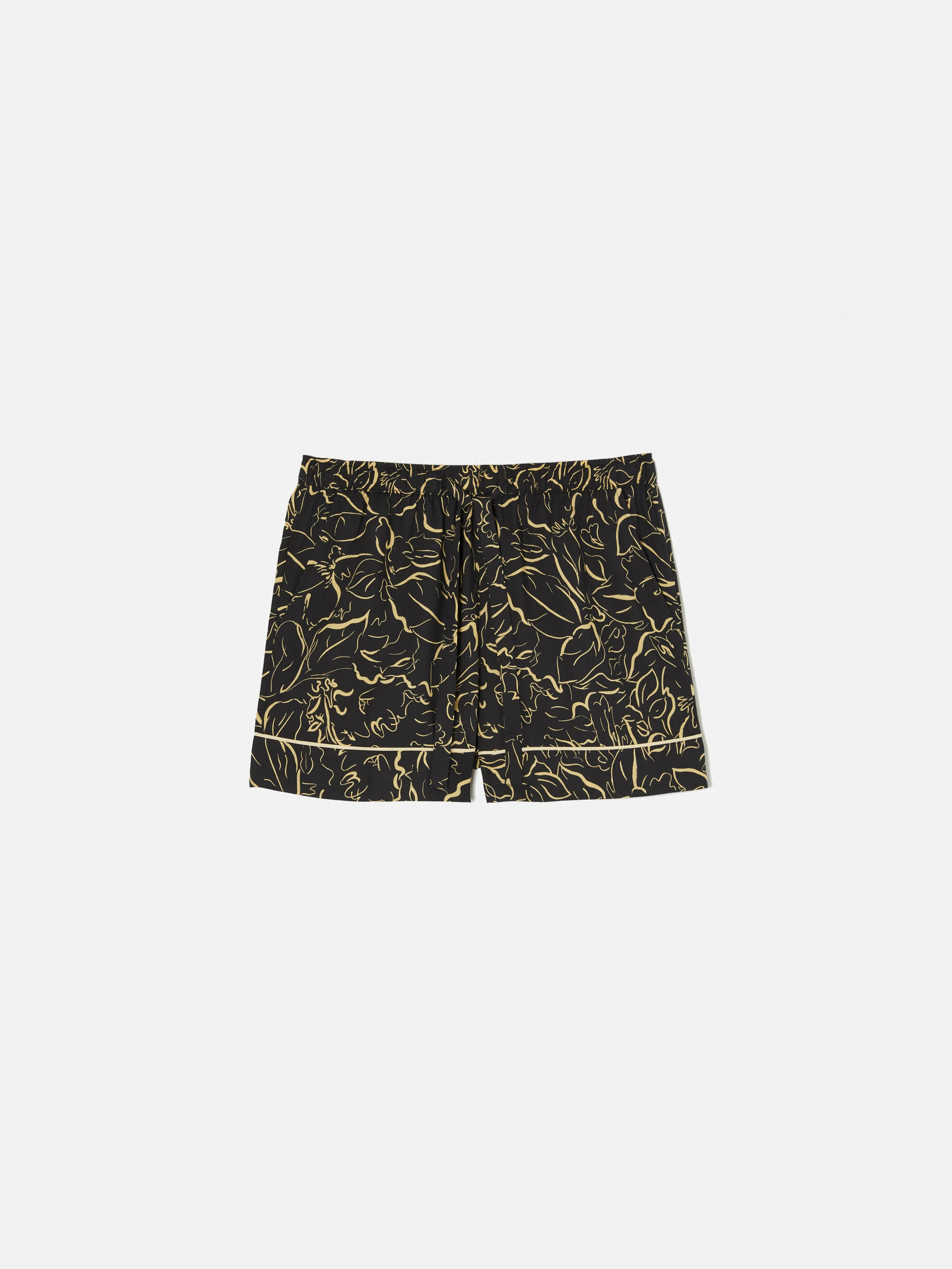 Floral Outline Cami & Shorts | Black