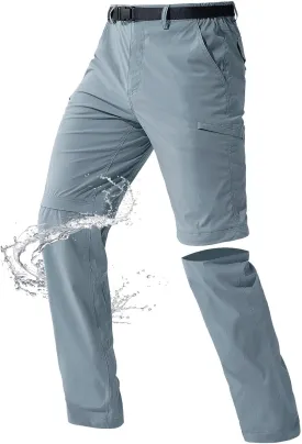 FREE SOLDIER Men's Outdoor Convertible Hiking Pants with Belt Lightweight Quick Dry Tactical Cargo Pants Nylon Spandex