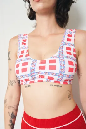 Gingham Ribbon Plaid Yoga/Swim Scrunch Bra