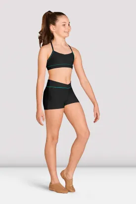 Girls Contrast Piping Racer Back Crop Top