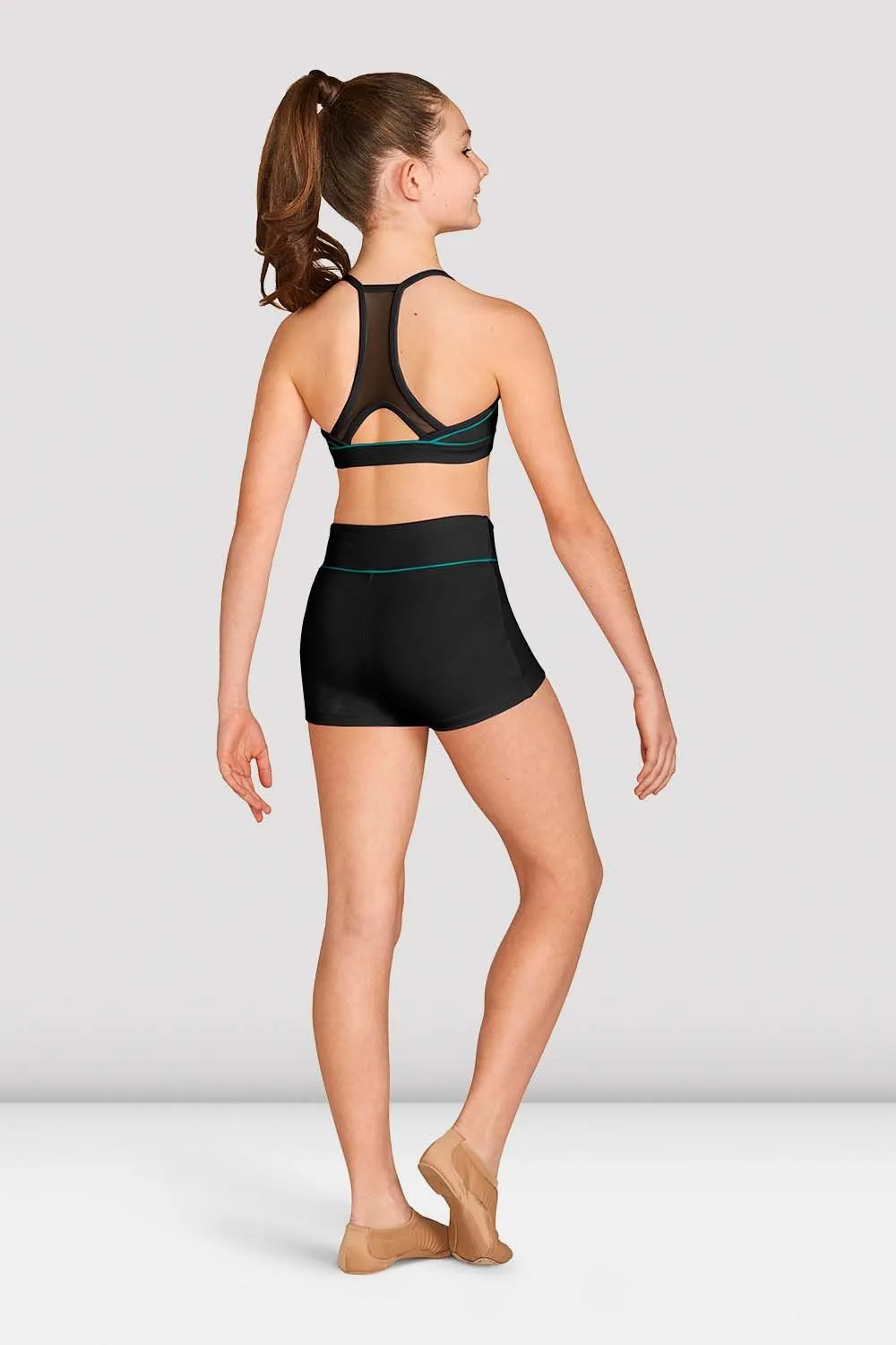Girls Contrast Piping Racer Back Crop Top