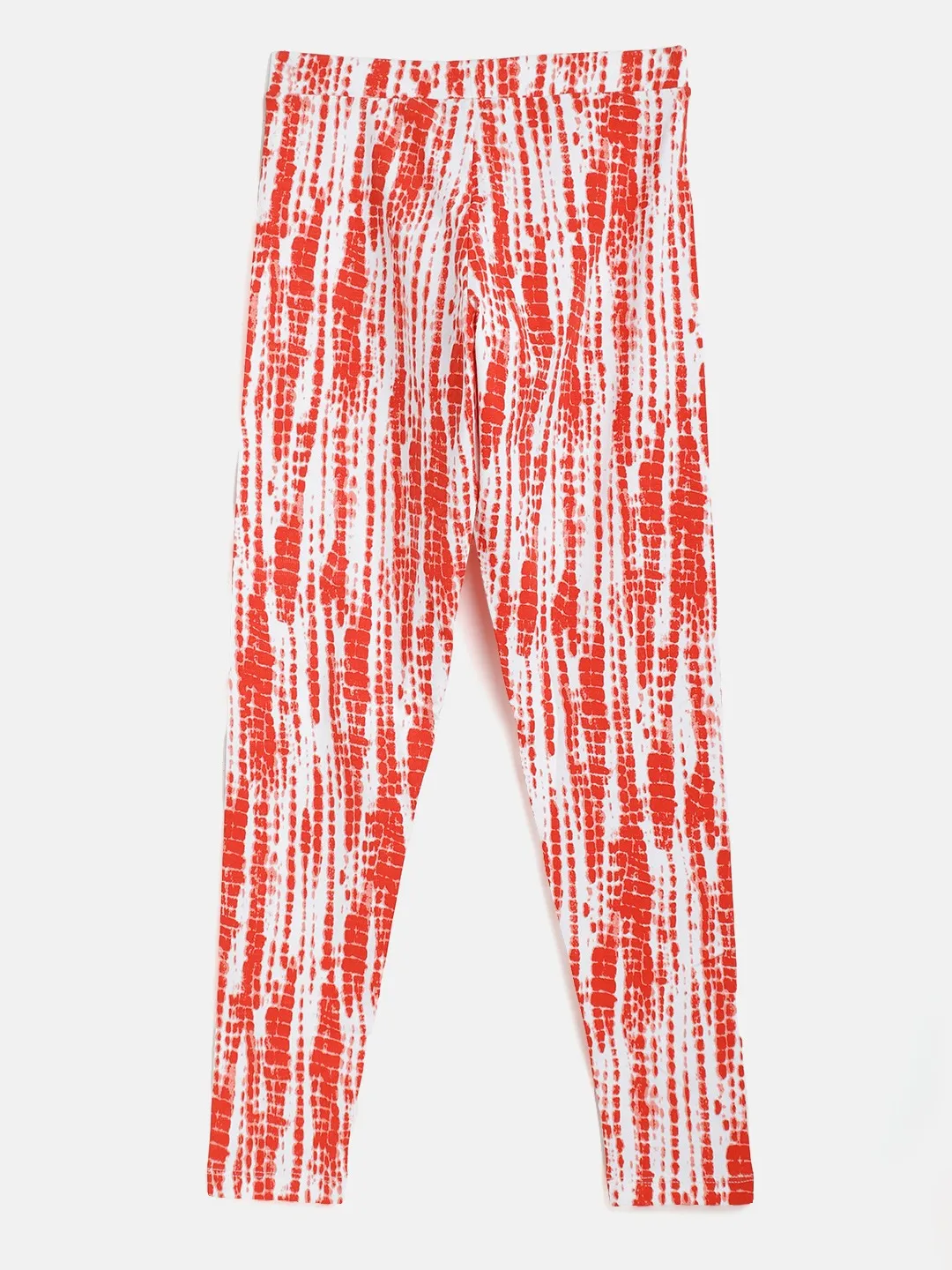 Girls Red & White Tie-Dye Leggings
