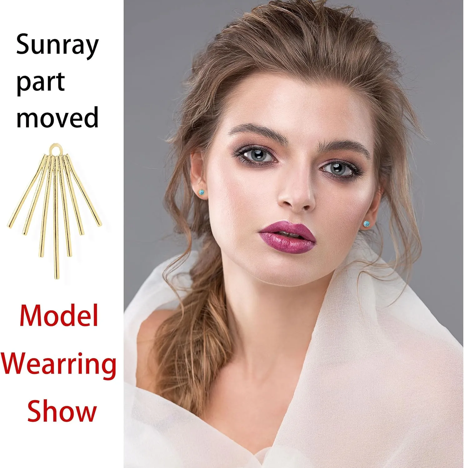 Golden Sun Ray Jacket Earrings Sunburst Charm Round Stone Ear Studs Modern Celestial Statement Earrings for Women