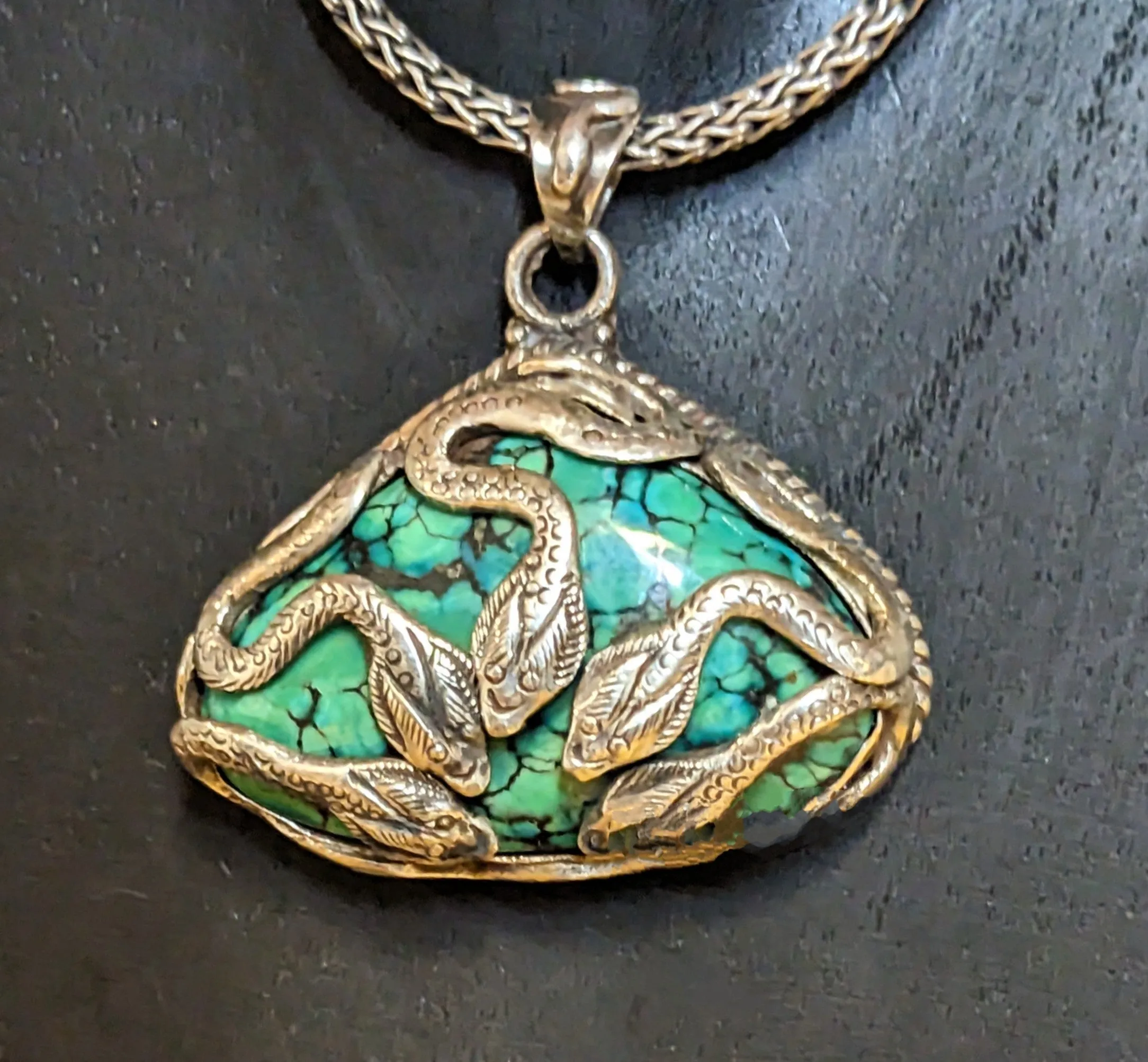 Green Turquoise Snake Pendant